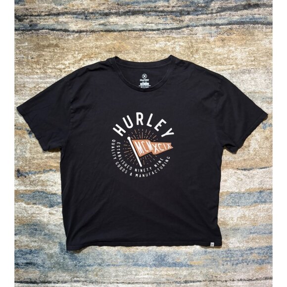 Hurley Graphic T-Shirt – Black Surf Skate Logo Tee – Men’s Size XXL - Picture 1 of 3